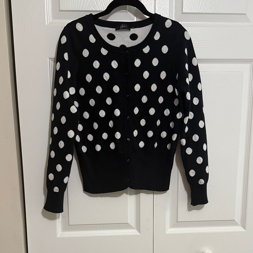 Black and White Polka Dot Cardigan
